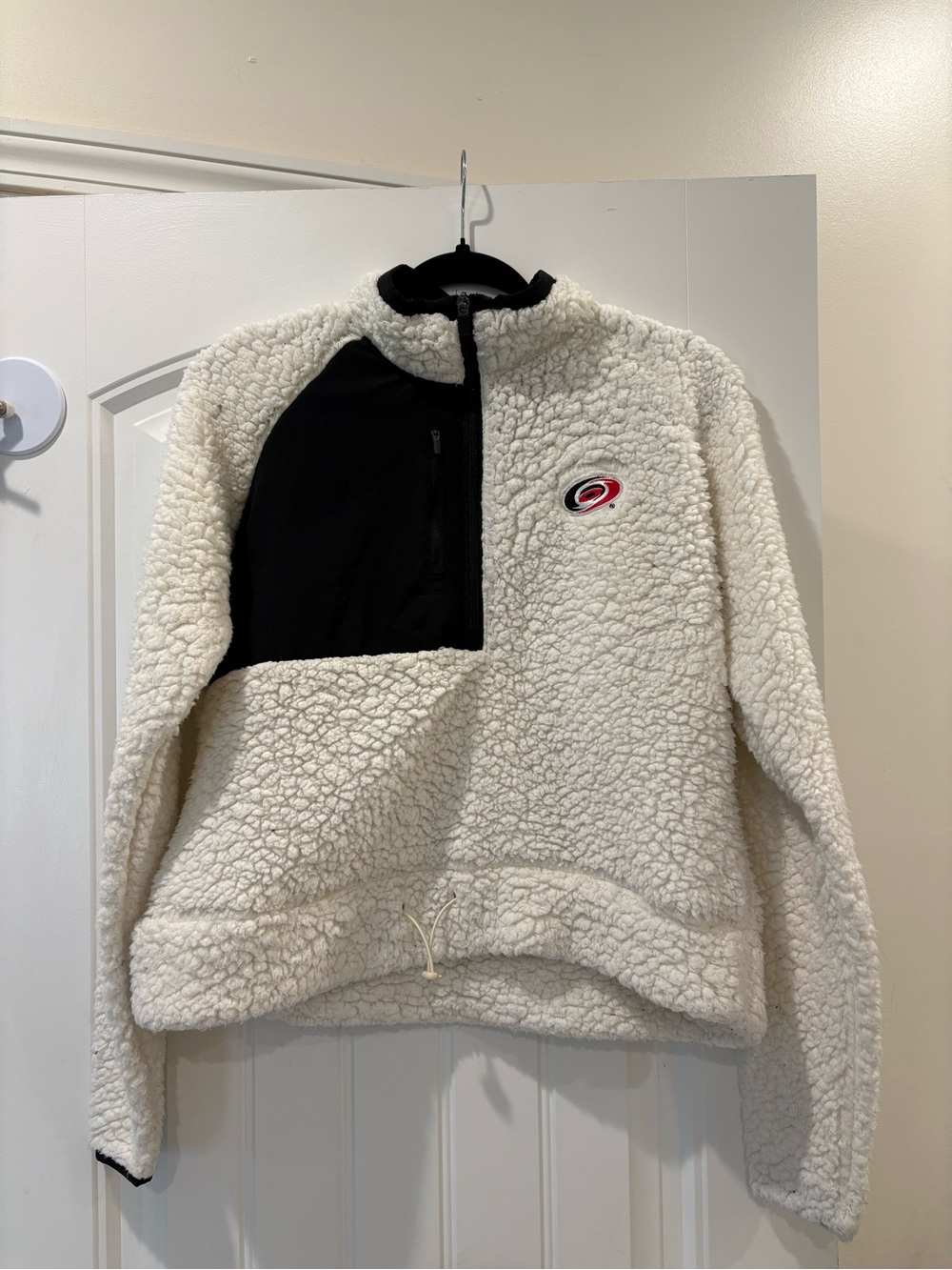 Carolina Hurricanes White Sherpa Quarter Zip Pullover with Black Accent